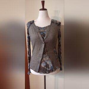 Alberto Makali Gray and Blue Cardigan